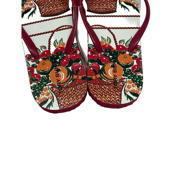 Tory Burch flip-flops red basket fruit 9 - Picture 4 of 5